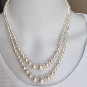 Vintage faux pearl 2-string necklace choker
